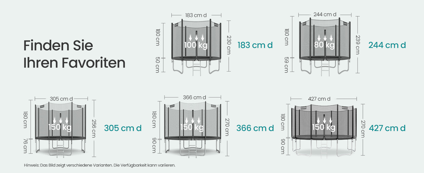 Батут SONGMICS вуличний Ø427 см з захисною сіткою, драбиною та м'якими стійками, чорний