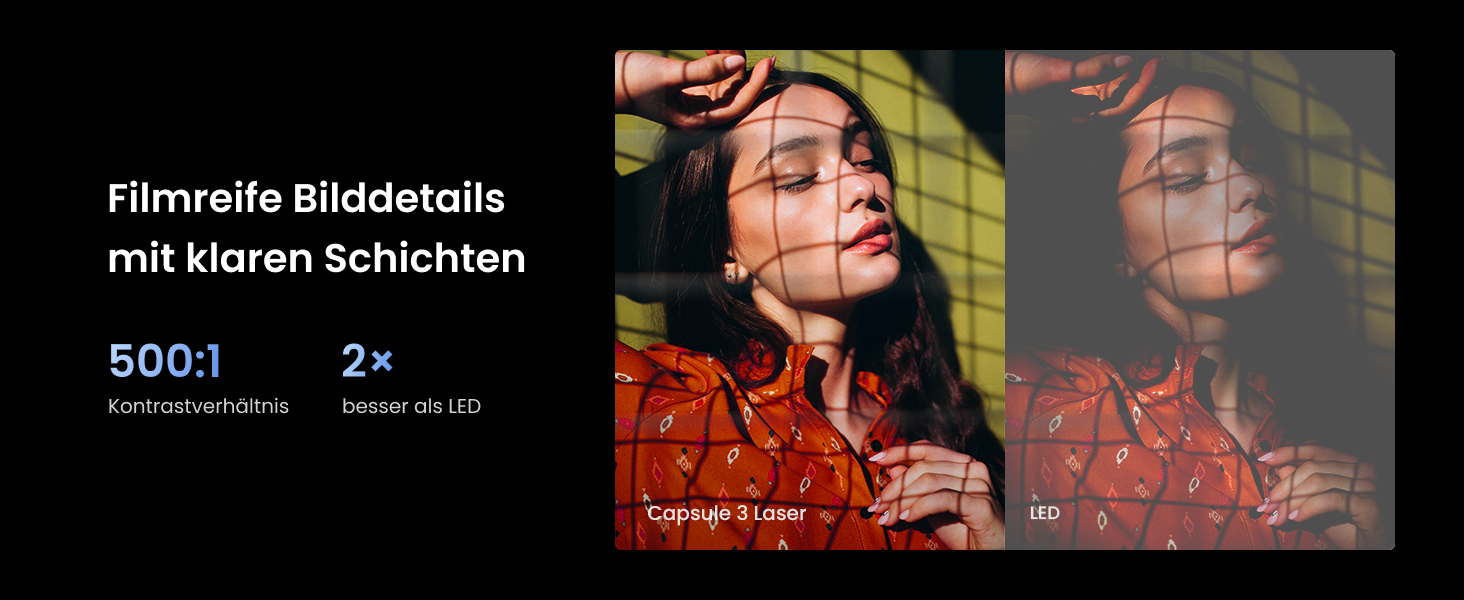 NEBULA Capsule 3 Laser GTV: Міні-проектор з лазером, 1080p, 300 ANSI Lumen, Wi-Fi, Dolby Digital, Автофокус, 120 дюймів, 2.5 години роботи від акумулятора