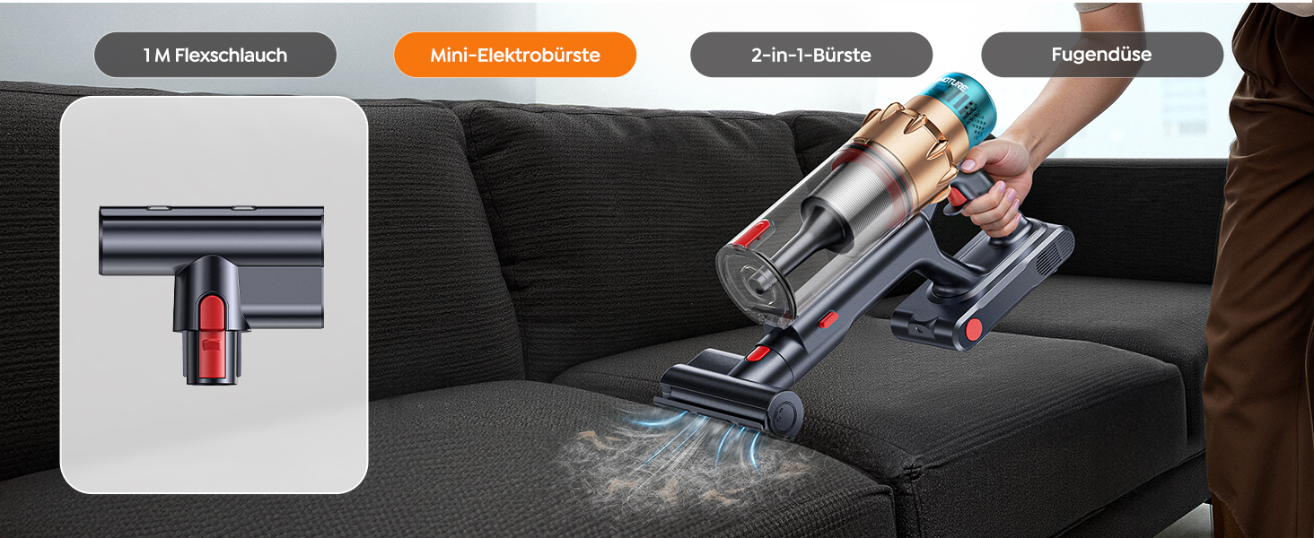 Акумуляторний пилосос SMOTURE 600W 50000Pa, бездротовий з міні-електрощіткою, для шерсті тварин, килимів, підлоги та авто - 65 хв роботи, сенсорний екран, функція ароматизації