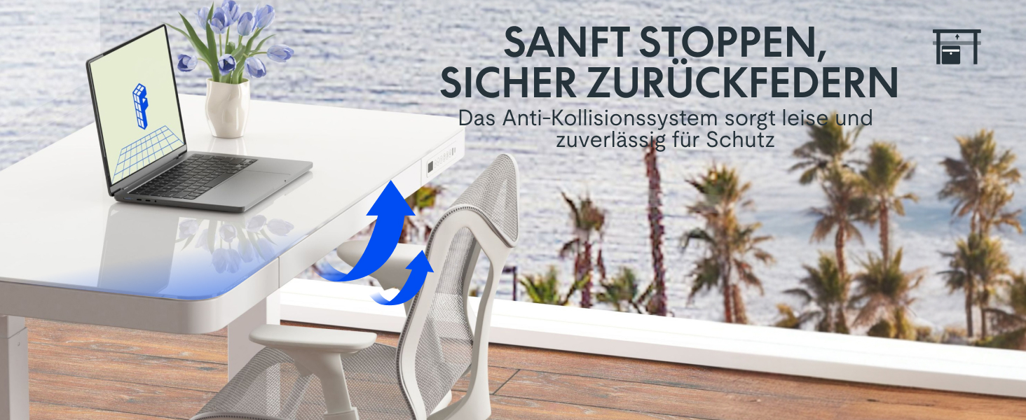 Електричний регульований стіл FLEXISPOT з підняттям, з USB та ящиком, скляна панель 120 x 60 см (сніжно-білий)