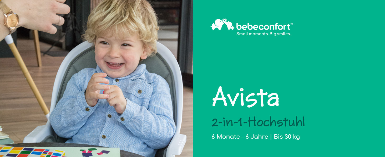 Дитячий стільчик Bebeconfort Avista 2, 4-в-1, 6 місяців - 14 років, до 60 кг, регульоване підношення, м'яке сидіння, сірий (Warm Grey)