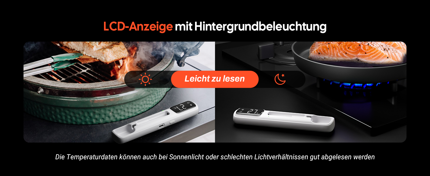 Термометр для м'яса Inkbird INT-11I-B: бездротовий, Bluetooth 5.4, водонепроникний (IP67), LCD-дисплей, для приготування на грилі, в духовці, мангалі, Airfryer