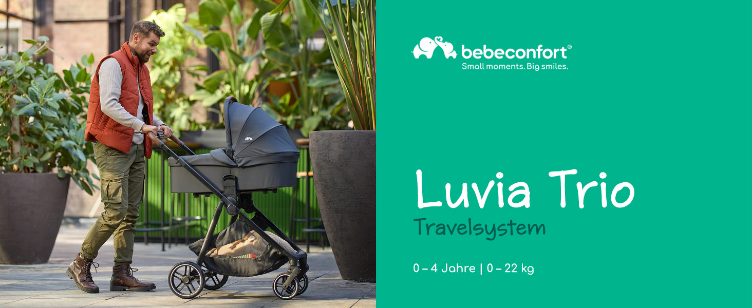 Дитяча коляска Bebeconfort Luvia Trio 3-в-1, 0-4 роки, до 22 кг, i-Size, компактна, сірий