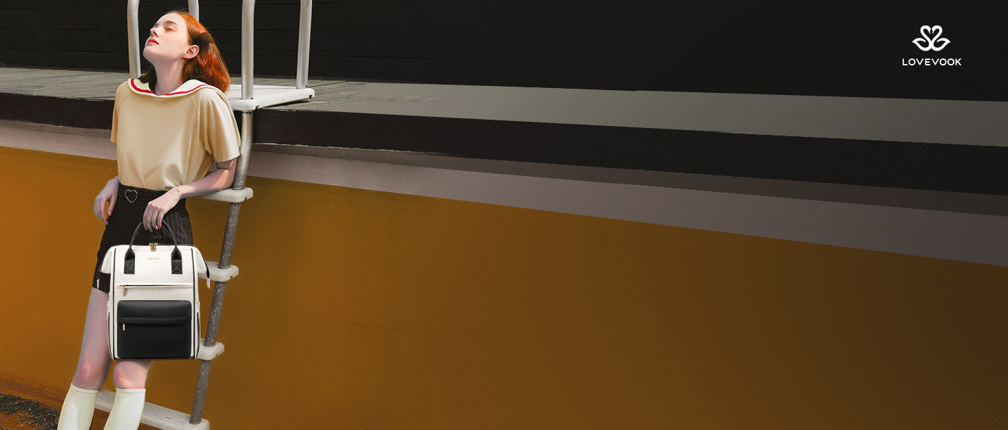 Сумка-рюкзак LOVEVOOK для жінок, 15.6 дюймів, для ноутбука, подорожей, роботи, школи, універу, офісу, водонепроникна, елегантна, бежева