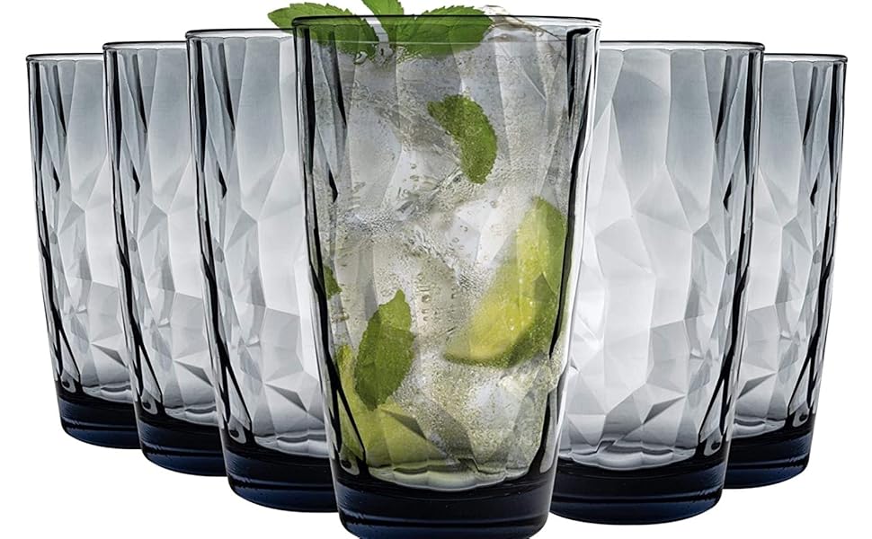 Бокали для лонгдрінку Bormioli Rocco Diamond Ocean Blue 470 мл, 6 шт. блакитні скляні