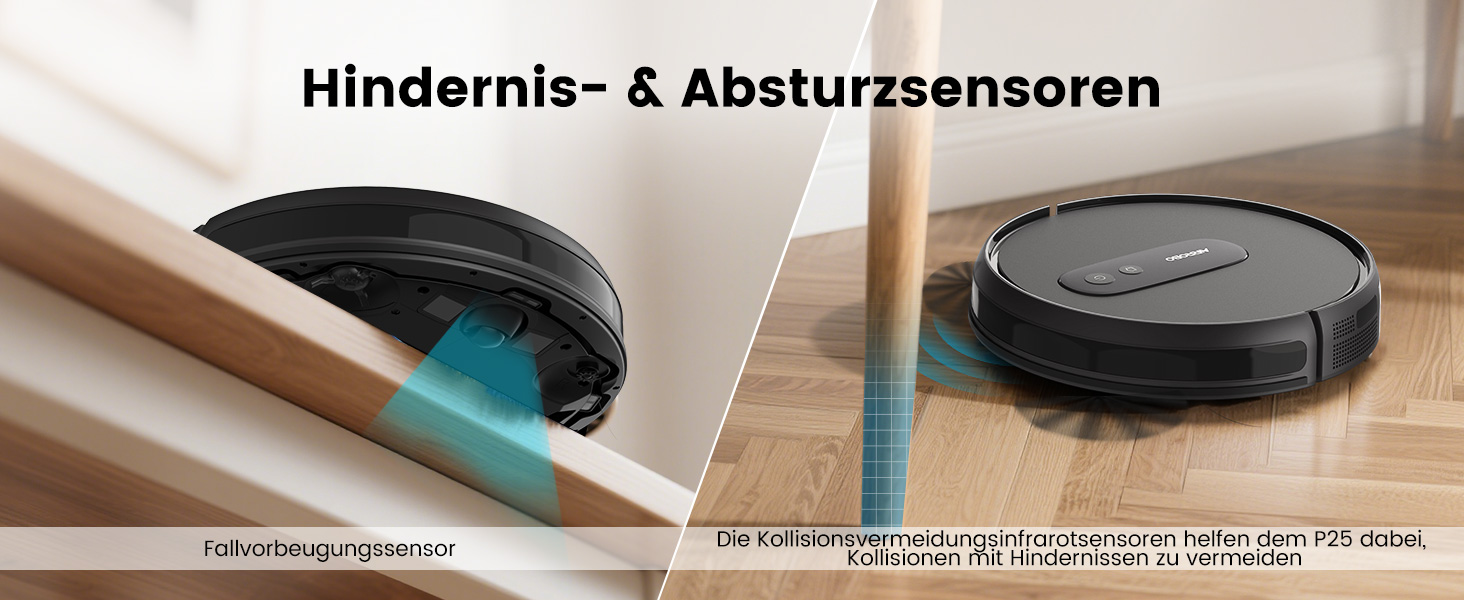 Робот-пилосос AIRROBO P25: потужність 2800Pa, для тварин, керування через додаток, 120 хвилин роботи, з пультом, чорний