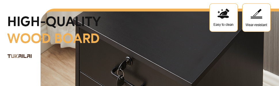 Тумба на колесах TUKAILAI з 3 висувними ящиками, з замком, для офісу, білого кольору