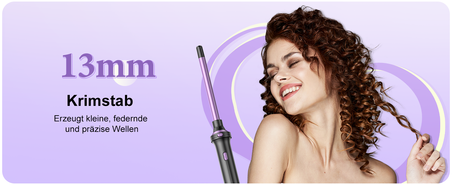 BESTOPE PRO Локкенстаб: Набір для створення локонів 5 в 1 з плойкою, термощіткою, 3 локонами (9mm-25mm) для великих локонів, 13 температур, керлером з термозахистом. Матова поверхня, рукавичка, затискач. Колір: Північне сяйво (Lila)