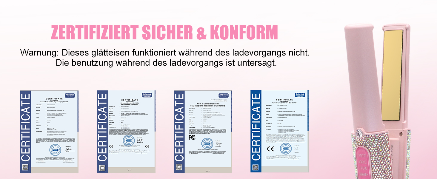 Бездротовий випрямляч для волосся Mini Glätteisen Titan з акумулятором 5000mAh, рожевий: 2-в-1 для випрямлення та завивки, портативний міні-випрямляч для подорожей з швидким нагрівом до 210°C