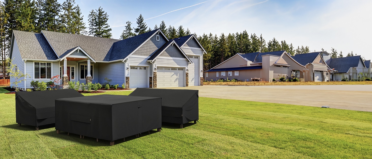 Водонепроникний чохол для садово-патіо меблів 600D Oxford, захист від вітру, пилу, UV-випромінювання (242x162x100 см)