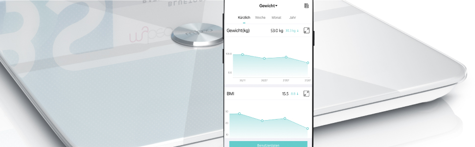 Комп'ютер CSL Bluetooth Шкала жиру в організмі - сумісний з Apple Health - для iOS Android - Білий