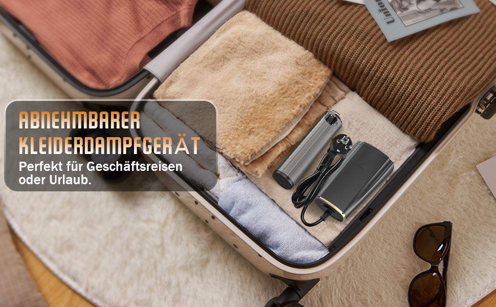 Відпарювач для одягу Raelunyi 1300W, портативний, чорний - для дому, подорожей та офісу