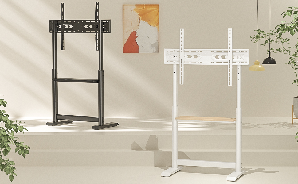 Підставка для телевізора TVON: для плоских та вигнутих екранів 60-86 дюймів, регульована висота, до 68 кг, VESA 800x600 мм, білий