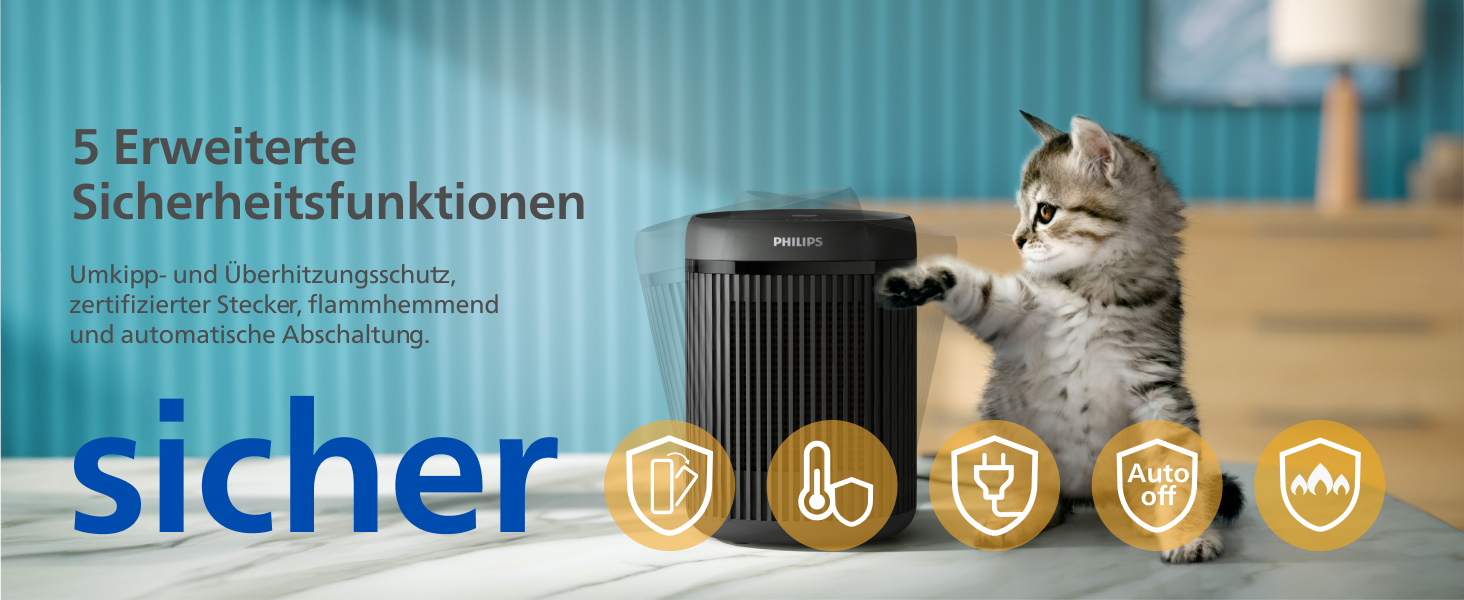 Керамічний тепловентилятор-товпік Philips Smart 5000 серії, 2000 Вт, чорний