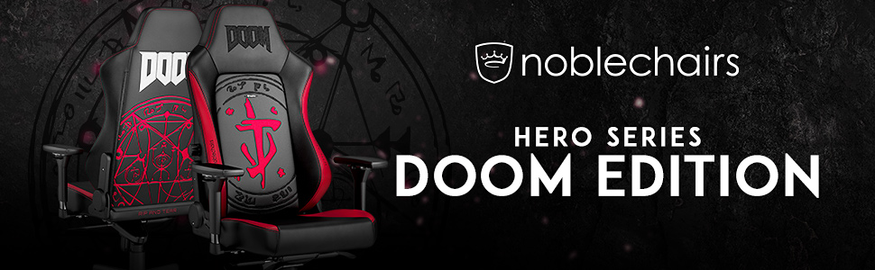 Крісло ігрове Noblechairs Hero Doom Edition – PU-шкіра, до 150 кг, ергономічне, для дому та офісу
