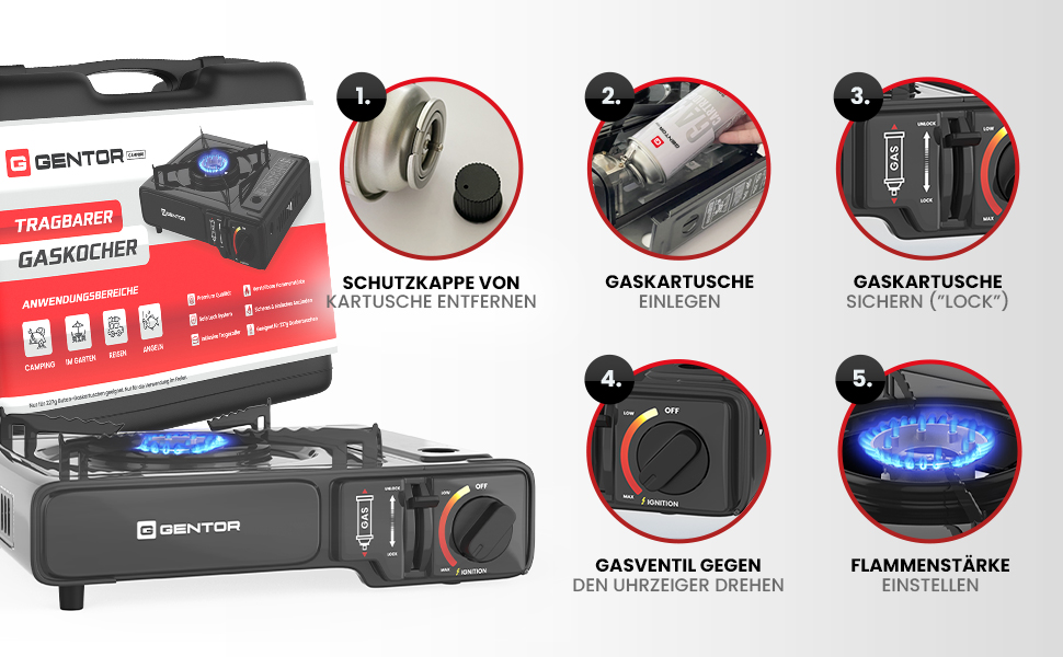 Газовий набір для кемпінгу: плита, 4 балончики 227г та кейс. Плита для кемпінгу, приготування їжі без електрики. Газова плита, газова картридж, кейс для транспортування