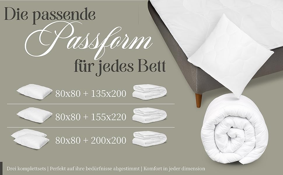 Комплект постільної білизни Fam' Home 200x200 см та 2 подушки 80x80 см – комплект для 2 осіб, антиалергенний, мікрофібра, Oeko-Tex® сертифікат, машинне прання