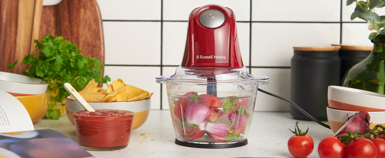 Кухонний комбайн Russell Hobbs 27131-56 Matte Charcoal 350W: подрібнювач для овочів, фруктів, м'яса, цибулі, 1л, нержавіюча сталь, 2 швидкості, миття в посудомийній машині