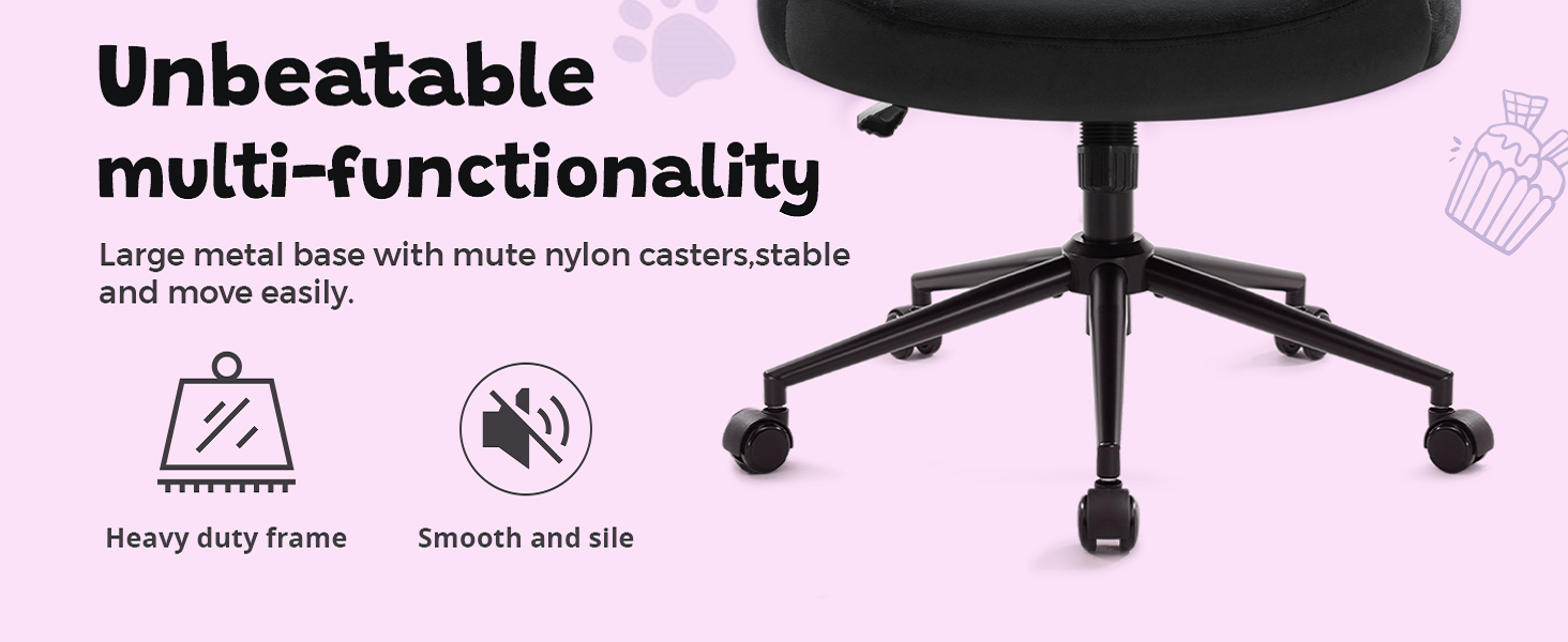 Офісний стілець IWMH без підлокітників, регульований по висоті, поворотний, з роликами, обтягнутий тканиною, ергономічний, крісло для читання з широким сидінням для посадки в турецькому стилі (Білий). Білий з колесами (Чорний, з колесами)