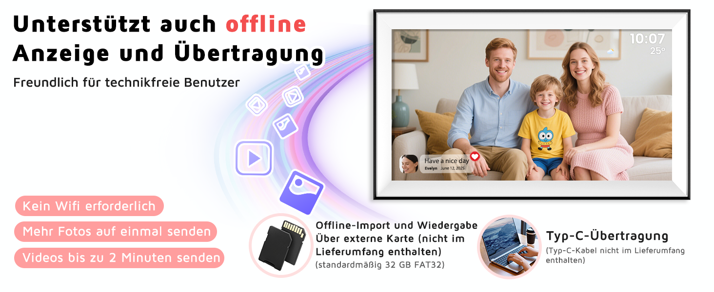 Цифровий фоторамка Hesmor 15.6 дюймів з Wi-Fi, FHD 1920*1080, IPS, сенсорний екран, 32GB, автоповорот, Frameo App