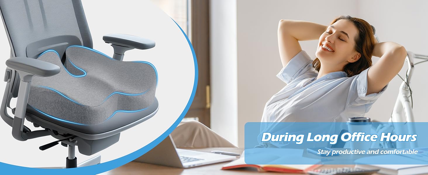 Подушка для офісного крісла Lofty Aim з Memory Foam: ергономічна, для куприка, при болях у спині, для офісу, авто, літака, інвалідного візка - Чорний та світло-сірий
