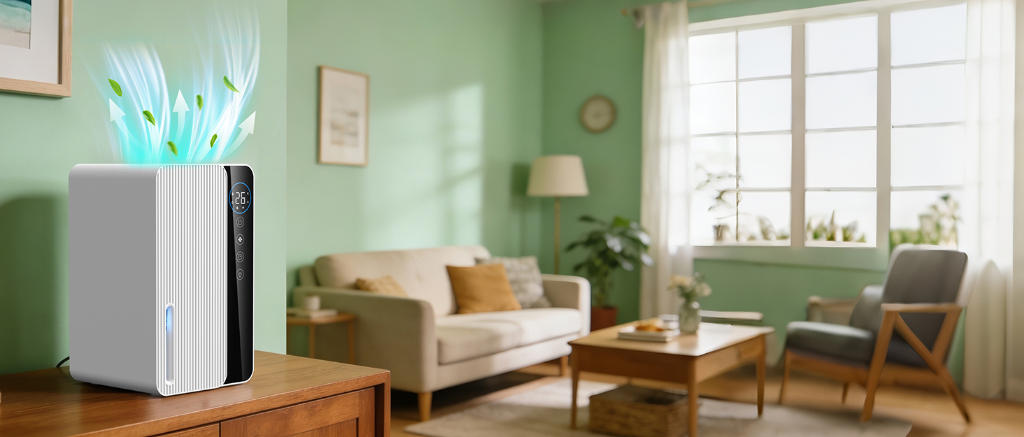 Електричний осушувач повітря 1800 мл, енергозберігаючий, для спальні та ванної кімнати, 22,5W, тихий, з режимом сну, таймером та автовимкненням (550 мл/день)