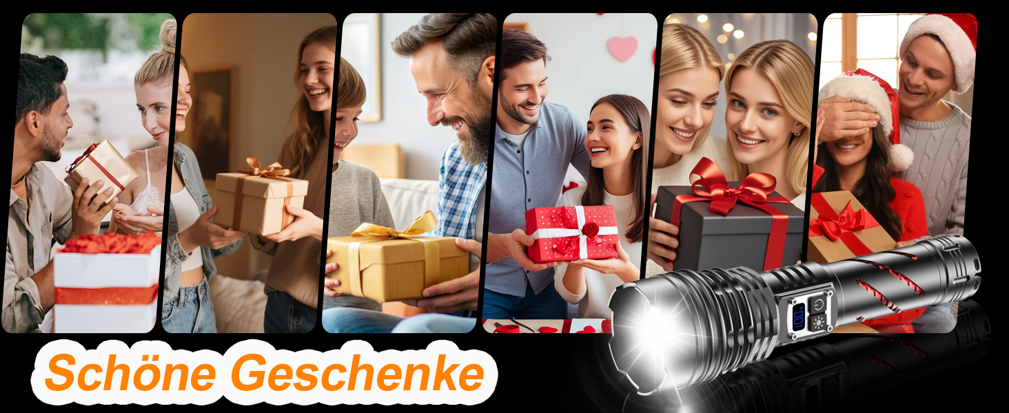 Потужний тактичний ліхтар Relybo LED, 1000000 Люмен, акумуляторний з USB-зарядкою, регулювання яскравості, водонепроникний для кемпінгу та екстрених ситуацій, чорний