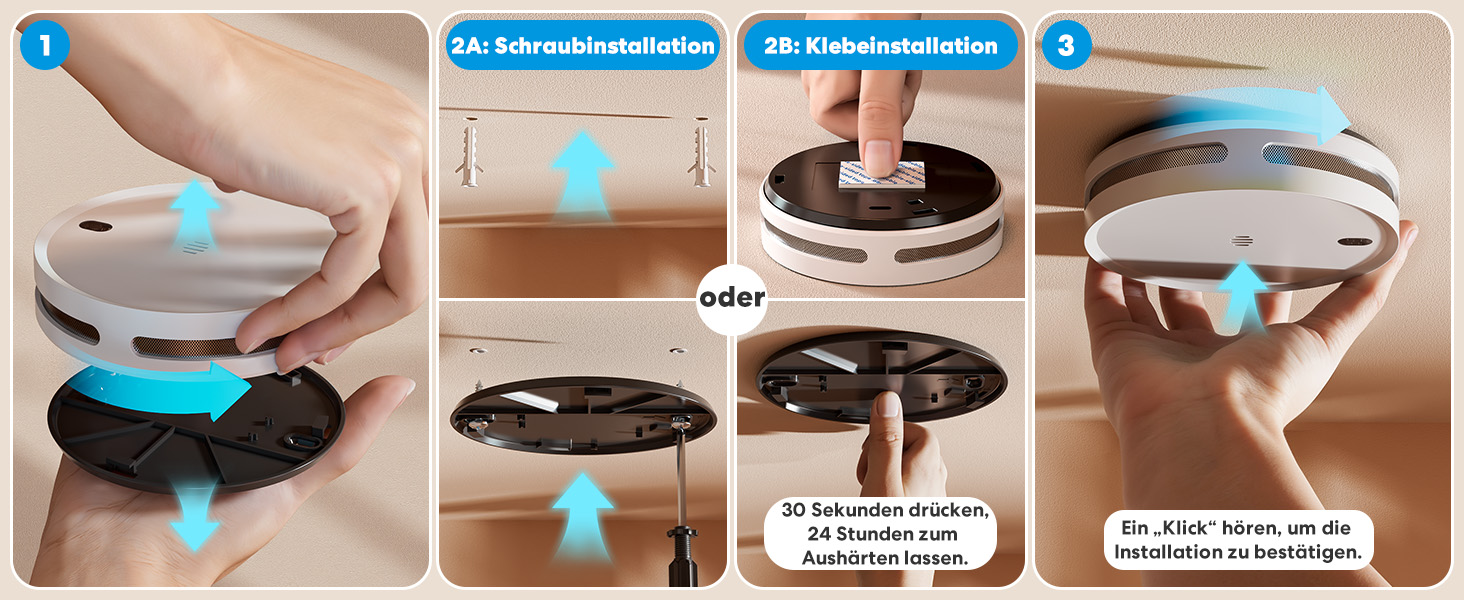 Meross Matter Детектор диму Smart Feuermelder з Wi-Fi, Dual-сенсор, APP-повідомлення, сітка від комах 0,8 мм, з MSH450 Hub, 3 шт. (Мережевий димовий детектор, додатковий пристрій)