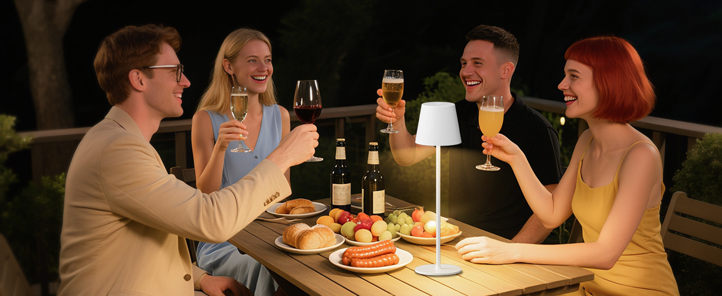 LED настільна лампа бездротова з акумулятором, 3 режими кольору, регулювання яскравості, сенсорне управління, USB-C зарядка, для дому, кемпінгу
