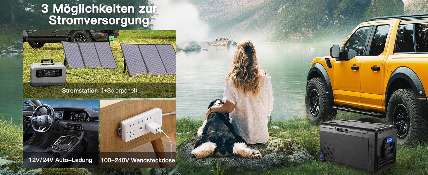 Автомобільний компресорний холодильник AAOBOSI 38л: Електричний охолоджувач для авто, кемпінгу, риболовлі (-20°C/+20°C), 12/24V/230V, USB