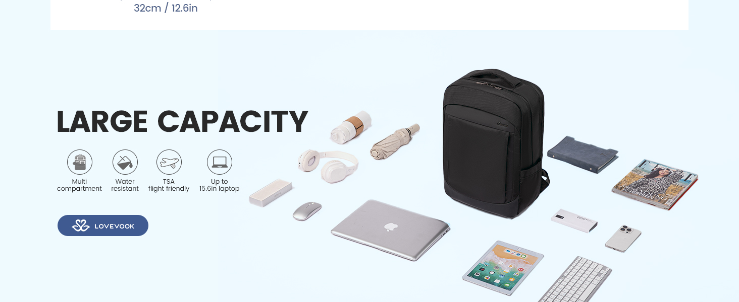 LOVEVOOK Рюкзак чоловічий великий, для ноутбука 17 дюймів, ділова сумка, рюкзак для роботи, шкільний рюкзак, водонепроникний, туристичний рюкзак, чоловічий, повсякденний, для офісу, роботи, подорожей, навчання (15.6 дюймів, Темно-сірий)