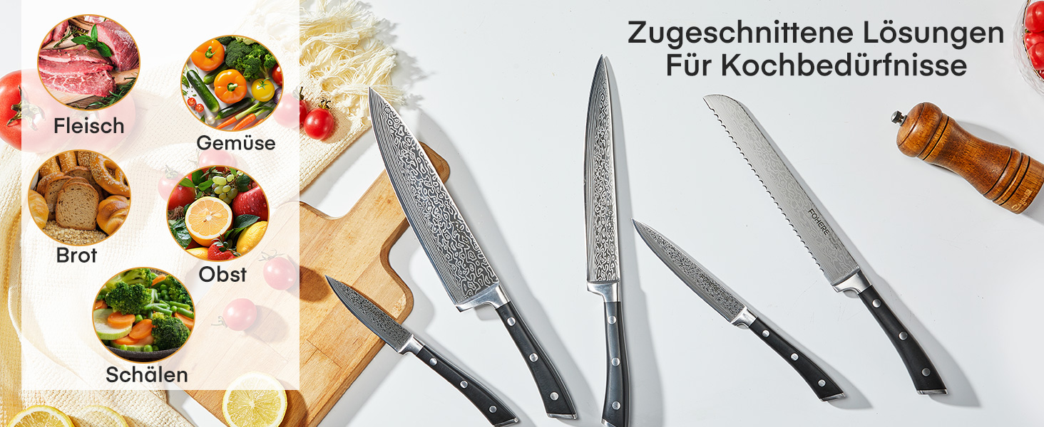 Набір кухонних ножів Messerblock 6 шт. з поворотним блоком 360°, сталь 5Cr15, з точилкою та підставкою для телефону