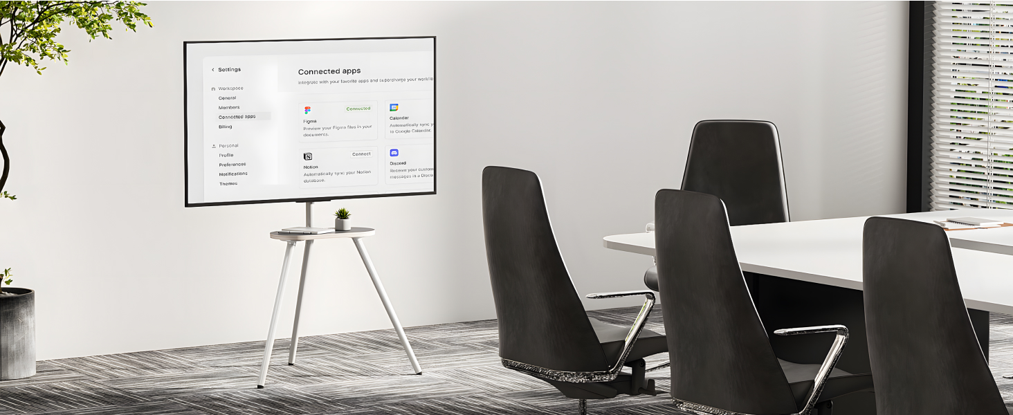 Настінна кріплення для телевізора 43-65 дюймів (LCD, LED, OLED) до 35 кг, регульована висота та поворотна, дерев'яна стійка з дерев'яним підносом, VESA 400x400 мм (білий глянц)