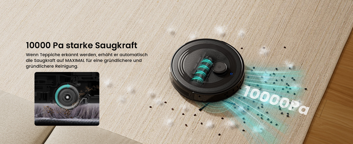 Робот-пилосос LEFANT M2 з функцією миття, 6000Pa, LiDAR-навігація, зони заборони, 140 хв, багатоступінчасте мапування, для тварин, килимів та твердих підлог (M2S-B)