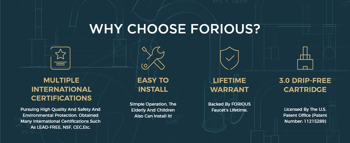 Змішувач для ванної кімнати FORIOUS з водоспадом, одноручний, для умивальника, хром, висота виливу 80 мм, економія води та енергії