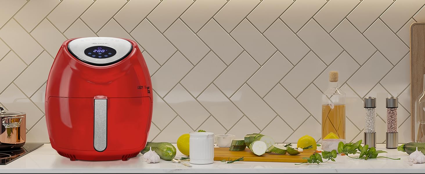 Аерофритюрниця Ariete Airy Fryer XXL 4618, 7 л, 1800 Вт, сенсорний LCD-дисплей, 7 програм, таймер 60 хв, червона