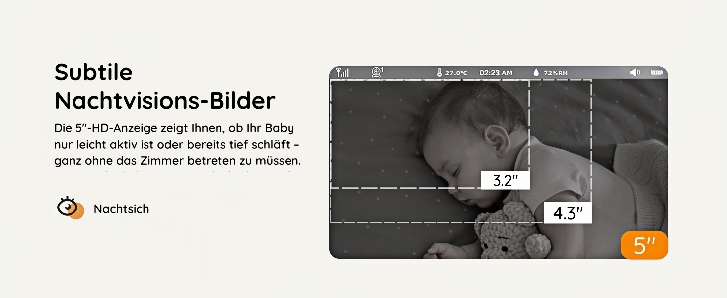 Відеоняня BOIFUN 2K/3MP з камерою Wi-Fi, нічним баченням, 5