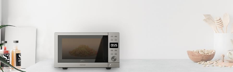 Мікрохвильова піч Cecotec GrandHeat 2500 Flatbed Touch White 800 Вт, 20 л, сенсорне керування, 8 програм, нержавіюча сталь