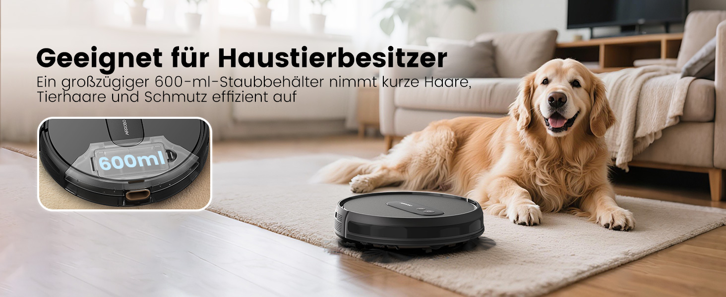 Робот-пилосос AIRROBO P25: потужність 2800Pa, для тварин, керування через додаток, 120 хвилин роботи, з пультом, чорний