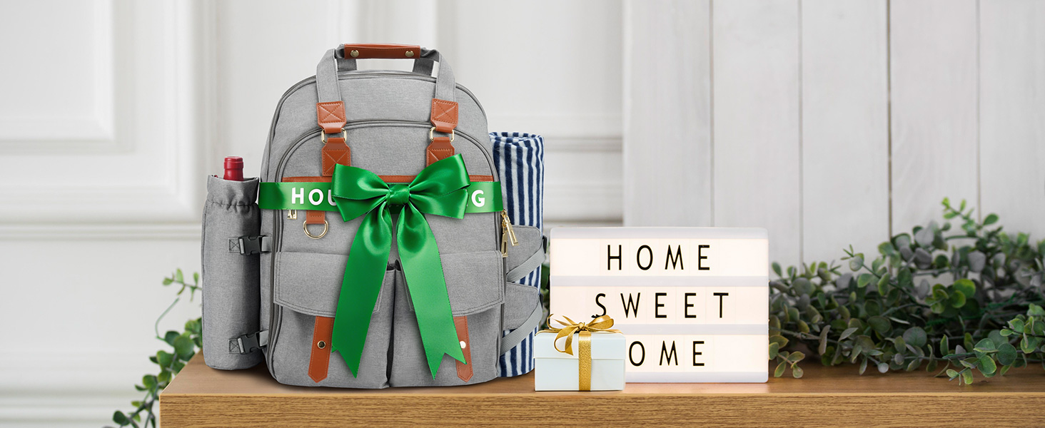 Набір для пікніка на 4 особи з термосумкою, флісовою ковдрою, столовим приладдям, для кемпінгу, пляжу, подорожей, походів (Світло-сірий)