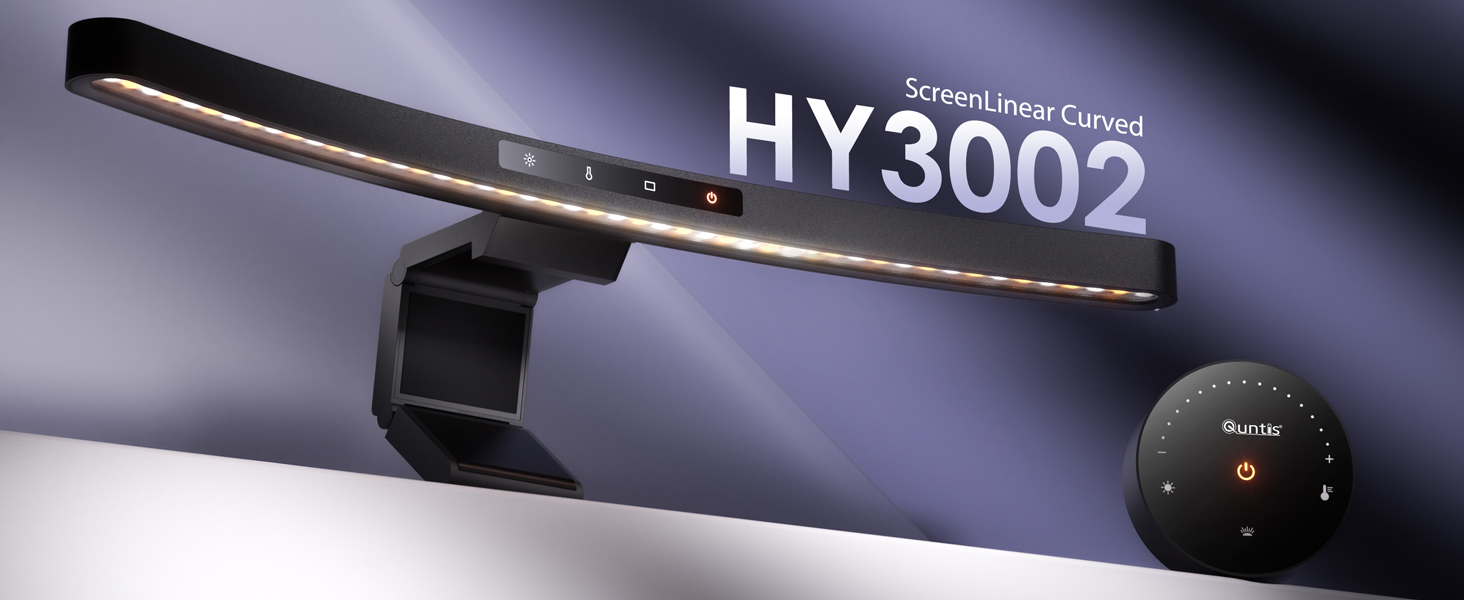 Світлодіодна лампа для монітора Quntis Curved 38см з сенсорним керуванням та пультом, захист від синього світла, регулювання яскравості, для офісу та дому