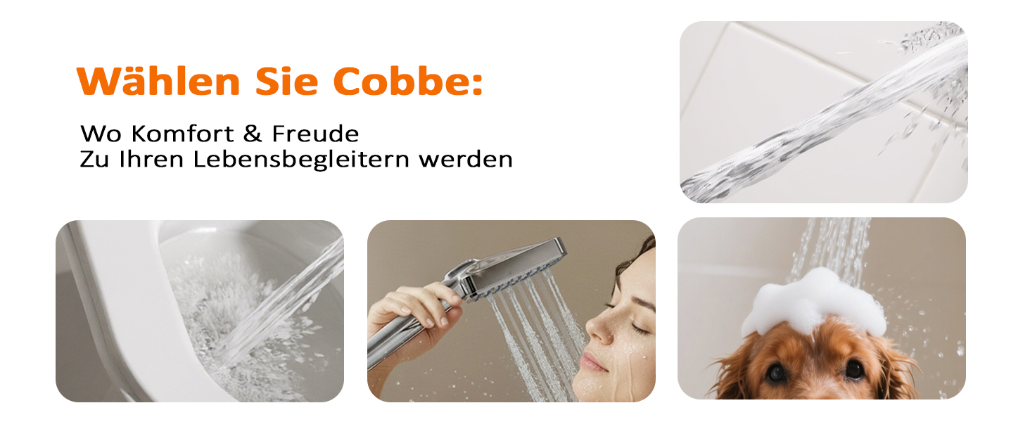 Фільтр для душу Cobbe з шлангом, високонапірна ручна лійка з 20-ступеневою фільтрацією, економна лійка з 6 режимами струменя, підвищення тиску, для жорсткої води (Q7.chrom)