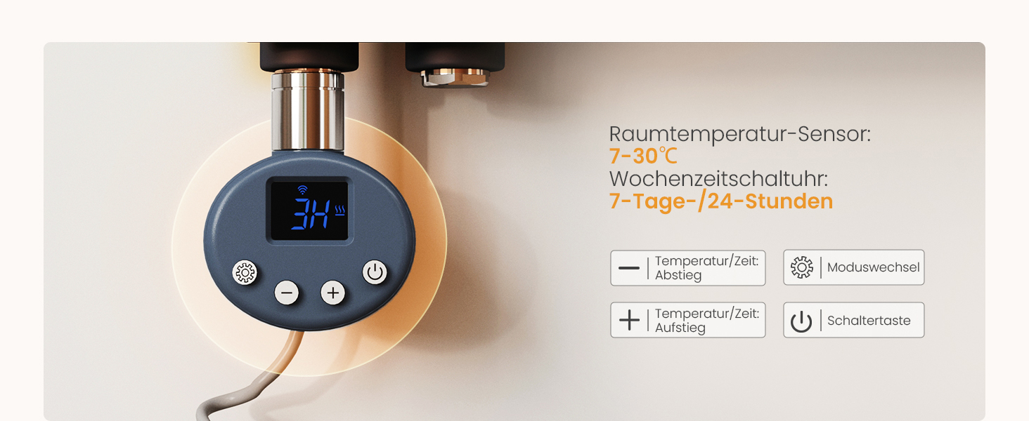 Електричний рушникосушар EMKE з термостатом 1320x500 мм, білий, 800W