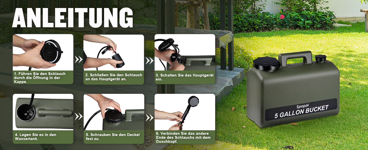 Портативна душова кабіна для кемпінгу з акумулятором 10000mAh та 20л баком, комплект для відпочинку на природі, саду, автомийки та тварин