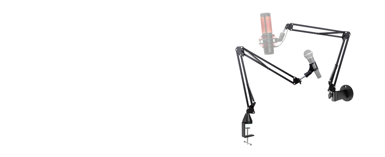 Універсальний пантограф (тримач) для мікрофона YOUSHARES, сумісний з HyperX QuadCast S/2S, Blue Yeti, Rode PodMic, Razer Seiren V3 Mini — для стрімінгу, геймінгу та подкастингу, чорний