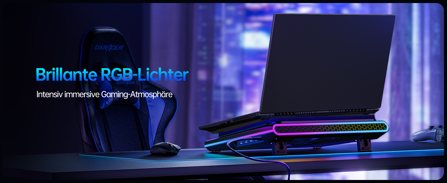 Ігровий охолоджувач для ноутбука llano V12 RGB Cooling Pad, підставка з вентиляторами, чорний