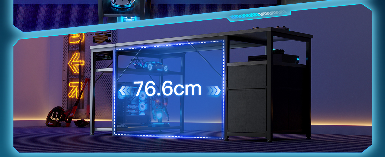 Кутовий письмовий стіл Coleshome з 2 шухлядами та полицею 140x80 см, з розеткою, чорний. Ігровий стіл для дому та офісу