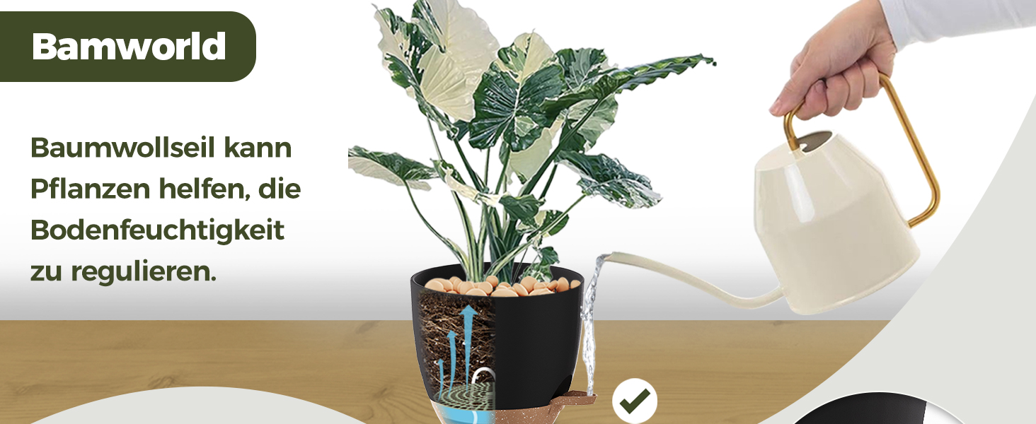 Набір горщиків для квітів Bamworld 6 шт. з автополивом, чорні, різні розміри (12.7-20.3 см), з підставкою, для розсади та кімнатних рослин