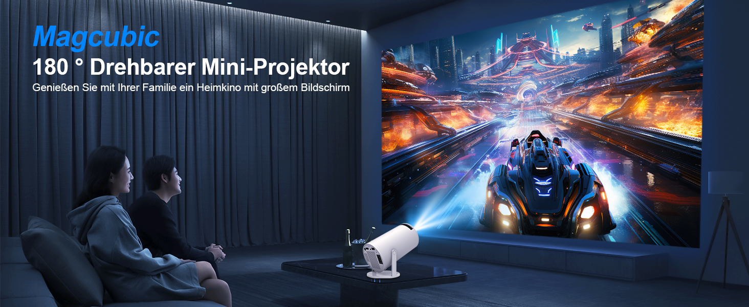 Портативний проєктор Mini Beamer 4K з Android 11: Smart, електричний фокус, 5G WiFi 6, BT 5.0, Full HD 1080P, 260ANSI, авто-корекція трапецеїдальних спотворень, 5W динамік