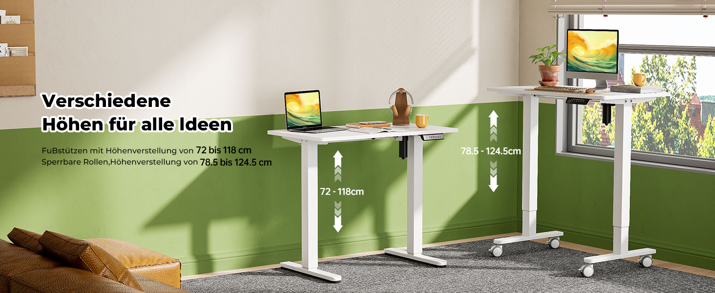 Електричний регульований стіл Gibbon Mounts 88x50 см для дому та офісу, білий